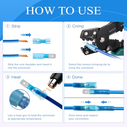 320PCS Heat Shrink Wire Connectors, Blade/Spade Terminals | Male & Female Quick Disconnect Crimp Terminals for Marine & Electrical Wiring