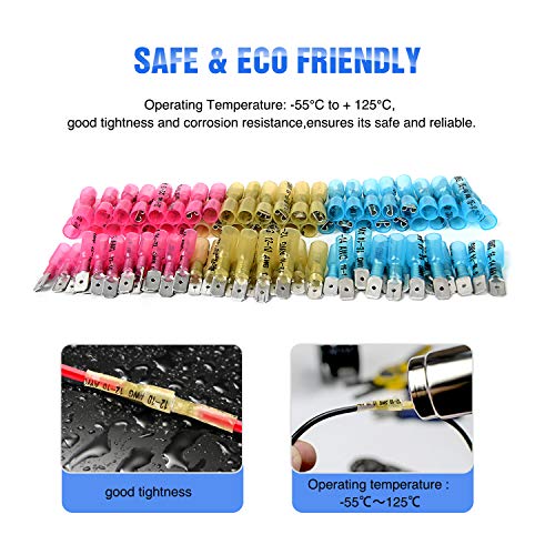 Nilight 250PCS Male Female Fully Insulated Heat Shrink Spade Terminal | Electrical Waterproof Wire Connectors for 22-16AWG 16-14AWG 12-10AWG Wires for Automotive Marine Wiring Project - color: 250Pcs Heat Shrink Spade Terminals