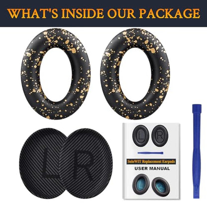 Replacement Earpads Cushions for Bose QuietComfort 35 (QC35) & Quiet Comfort 35 II (QC35 ii) Headphones, Ear Pads with Softer Leather, Noise Isolation Foam, Added Thickness (Black Gold) - color: Black Gold