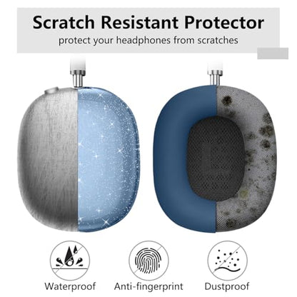 for AirPods Max case Cover,Anti-Scratch Ear Pad Case Cover/Ear Cups Cover/Headband Cover for AirPods Max. Clear Soft TPU and Silicone,Skin Scratch Proof. - color: 3PC-Glitter Dark blue