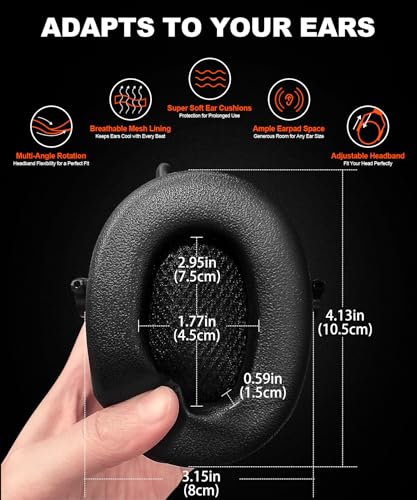PROHEAR 033 2.0 Upgraded Bluetooth Hearing Protection AM FM Radio Headphones - 31SNR Noise Reduction Ear Muffs with Long-Lasting Stable Rechargeable Battery - 50 Hrs for Mowing Snowblowing - Orange - color: Af/Fm+bluetooth-orange