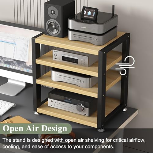 UrbanUp Audio Cabinet Rack Small Space Saving Stereo Cabinet Audio Rack Tower, Lightweight AV Media Stand for Electronics, Wood Texture Router Modem Organizer(4 Tier) - size: 4 Tier