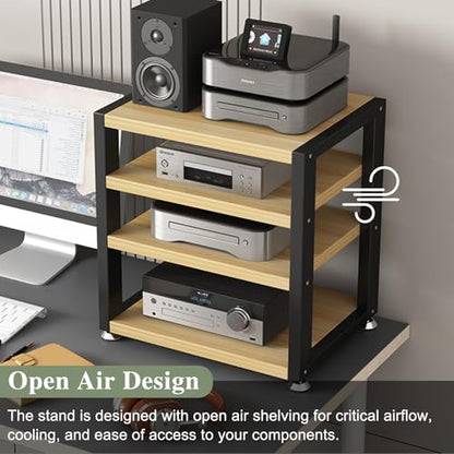 UrbanUp Audio Cabinet Rack Small Space Saving Stereo Cabinet Audio Rack Tower, Lightweight AV Media Stand for Electronics, Wood Texture Router Modem Organizer(4 Tier) - size: 4 Tier