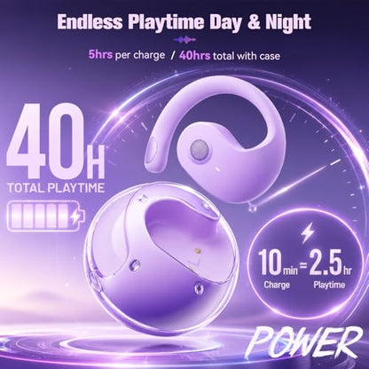 Xmenha Over The Ear Earbuds Open Ear Headphones Over The Ear Headphones | Over Ear Earbuds Air Bone Conduction Earbuds Earphones Air Bone Conducting Conduction Headphones Bluetooth - color: Purple, style: Normal