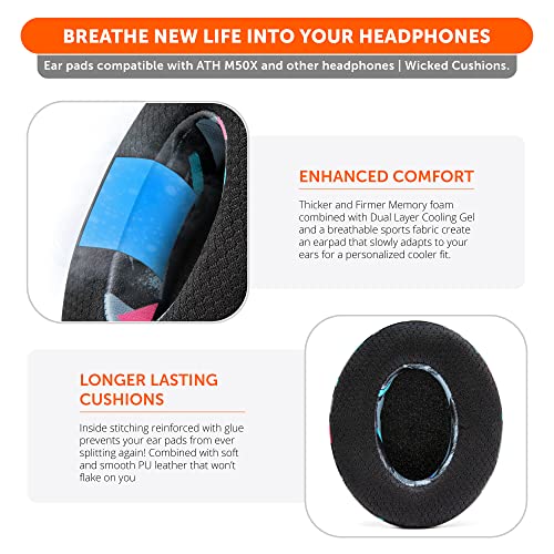 WC Freeze Cooling Gel Earpads and Silicone BandZ Bundle Pack for HyperX Cloud Headphones | Cooling Gel Replacement Earpads and Silicone Headband Cover | 90's Black