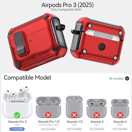 for AirPods Pro 3 Case Safety Lock (Red) - color: Red