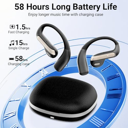 Wireless Earbuds Bluetooth Headphones, Over Earbuds with Earhooks V5.4 Ear Buds in Ear Headphones Stable Connection, Stereo Deep Bass, Lightweight inear Earphones with Mic for iPhone Android Phone - color: Black