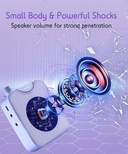SHIDU 35W Voice Amplifier for Teachers Bluetooth Wireless Lavalier Mic - color: Purple