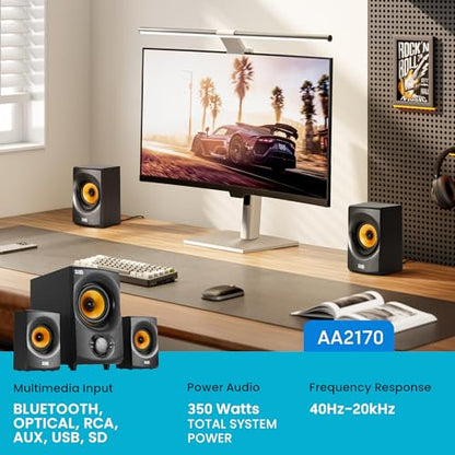 Acoustic Audio by Goldwood Bluetooth 2.1 Speaker System 2.1-Channel Home Theater Speaker System, Black (AA2170) - color: Gold