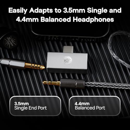 Linsoul Kiwi Ears Allegro Mini Portable IEM DAC, in Ear Monitor Amplifier | USB C to 3.5/4.4mm Output, with Custom Chip, High Resolution 32bit/384kHz, HiFi Earbuds Amp for Phone/PC, Silver - color: Silver