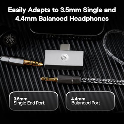 Linsoul Kiwi Ears Allegro Mini Portable IEM DAC, in Ear Monitor Amplifier | USB C to 3.5/4.4mm Output, with Custom Chip, High Resolution 32bit/384kHz, HiFi Earbuds Amp for Phone/PC, Silver - color: Silver