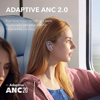 Soundcore by Anker Liberty 4 NC Wireless Earbuds | 98.5% Noise Reduction, Adaptive Noise Cancelling to Environment, Hi-Res Sound, 50H Battery, Wireless Charging, Bluetooth 5.3 - color: Pastel Pink