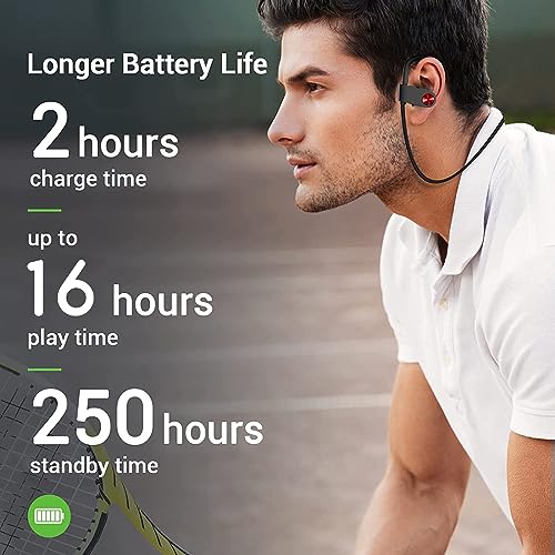 Bluetooth Headphones, Bluetooth 5.3 IPX7 Waterproof Wireless Sports Earbuds for Workout Gym, 16 Hrs Playtime Running Headphones with Noise Cancelling Mic, HiFi Bass Stereo in-Ear Earphones | 16 Hours Playtime, Sweatproof Stereo Earphones with MIC, Noise C
