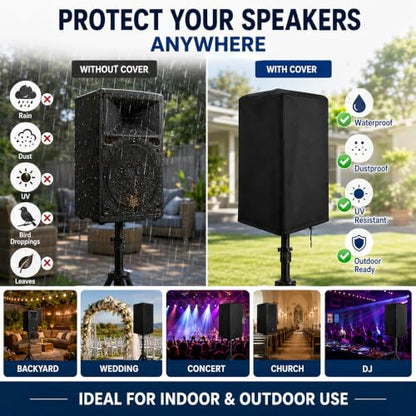 2PCS Speaker Cover for Harbinger VARI V1112 2018-Present, Water Resistant PA Speaker Cover, Heavy Duty Dust Cover with Side Zipper, Outdoor Indoor Storage Cover