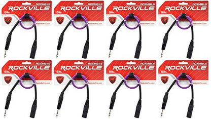 Rockville RCXMB1.5P Purple 1.5' Male REAN XLR to 1/4" TRS Cable, 8-Pack | Patch Cable, Balanced Audio, Nickel Plated, 24 AWG OFC,100% Copper, 90% Spiral Shield, EMI/RFI Rejection, Flexible, Low Noise