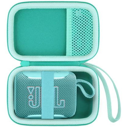 for JBL Go 5/4/3 Ultra Portable Speaker Hard Travel Case, Mint Green | Protective Storage Bag with Mesh Pocket & Hand Strap, Shockproof EVA Carrying Box, Soft Lining - color: Mint Green Case