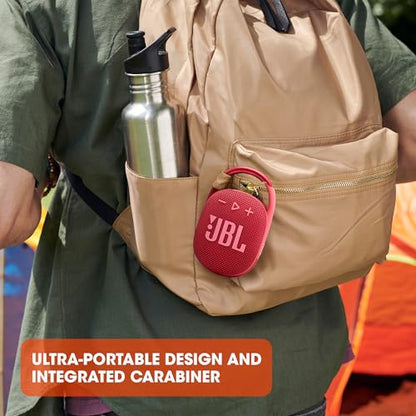 JBL Clip 4 - Portable Mini Bluetooth Speaker, big audio and punchy bass, integrated carabiner, IP67 waterproof and dustproof, 10 hours of playtime, speaker for home, outdoor and travel (Squad) - color: Squad
