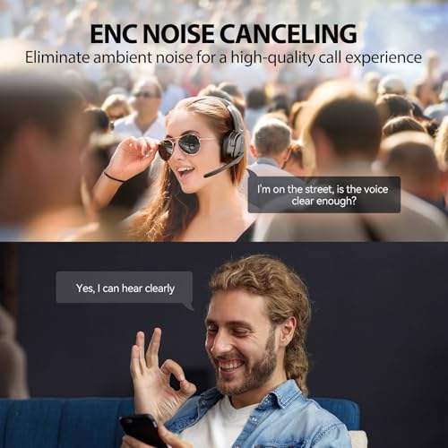 TECKNET Bluetooth Trucker Wireless Headset, Noise Cancelling Mic for Work | Single Ear, 50Hrs Battery, 3 EQ Music Modes, Clear Mic Wireless Headset for PC, Truck Drivers, Office & Call Center - size: OS-Single Ear