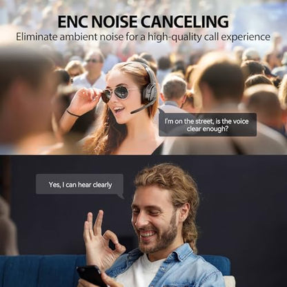 TECKNET Bluetooth Trucker Wireless Headset, Noise Cancelling Mic for Work | Single Ear, 50Hrs Battery, 3 EQ Music Modes, Clear Mic Wireless Headset for PC, Truck Drivers, Office & Call Center - size: OS-Single Ear