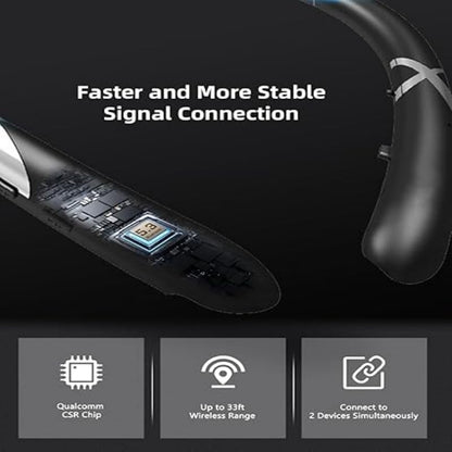 Retractable Wireless Earbuds Neckband, Bluetooth 6.0 Headphones with 24H Playtime, IPX5 Sweatproof, CVC 8.0 Noise Cancellation, Stereo Bass Sport Earphones for Gym/Running/Travel - color: Black