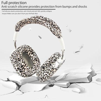 4 in 1 Silicone Case Cover Compatible with Apple Airpods Max 2/1 Headphones(2026/2024/2020), Printed Ear Pad Case Cover Ear Cups Cover and Headband Cover Headband Pad Accessories (Leopard) - color: Leopard
