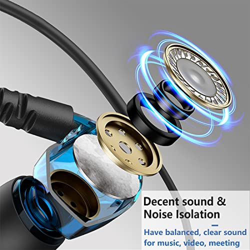 6.5Ft Long Cord Wired USB Earbuds Headphones with Microphone for PC Laptop | Clear Sound, Over Ear Hook, Case, Control, Mute Function, for Computer Desktop MacBook Chromebook PS4 PS5, Work Calls Gaming