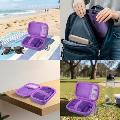 for JBL Go 5/4/3 Ultra Portable Speaker Hard Travel Case, Purple | Protective Storage Bag with Mesh Pocket & Hand Strap, Shockproof EVA Carrying Box, Soft Lining - color: Purple Case