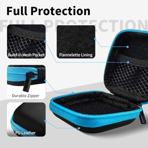 1 Pack Square Earbud Case Storage Bag with Carabiner, Blue - color: C2-square blue