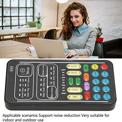 Voice Changer, Portable Handheld Sound Card with Reverb, Gaming Voice Modulator for Live Streaming, Real Time Vocal Effects, Multifunction Audio Mixer for PC Desktop
