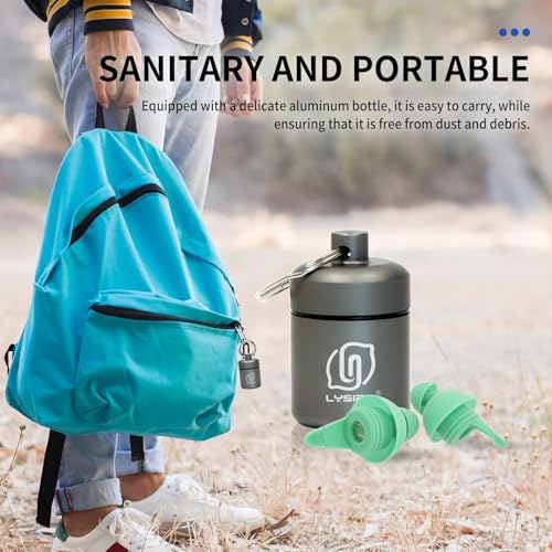 LYSIAN High Fidelity Concert Ear Plugs, 23dB, 2 Pairs with Case, Aqua | Reusable soft musician earplugs for concerts, festivals & raves; 23dB noise reduction, 2 pairs with aluminum case - color: Aqua