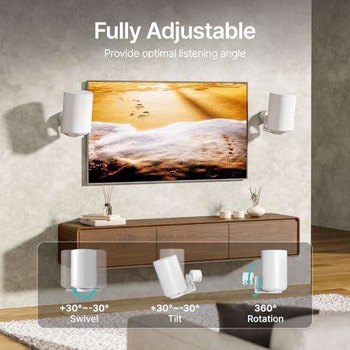 Speaker Wall Mount for Sonos Era 100 and Era 300, 1 Pair, White | Flexible Angle Adjustment, Surround Sound Speaker Wall Bracket Compatible with Sonos Era Speakers - color: White