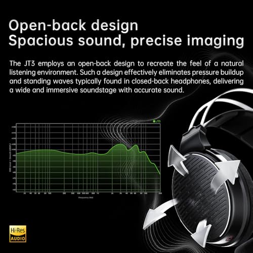 FiiO JT3 Over-Ear Open-Back Headphones, 50mm Dynamic Driver, PEK+PU Composite Diaphragm, Detachable 3.5mm Cable with Mic for Music & Gaming (Silver) - color: Silver