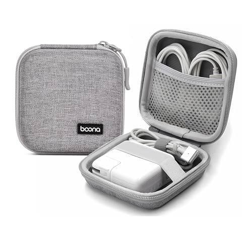Small Travel Carrying Storage Case, 4.4"x4.4" Charger Organizer, Pouch compatible with MacBook Power Adapter, Laptop Accessories Cables, Cords, USB Drives, Earphones | Portable travel pouch, holds MacBook power adapter, cables, USB drives, earphones and s