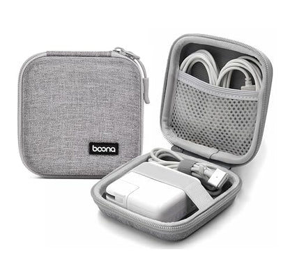 Small Travel Carrying Storage Case, 4.4"x4.4" Charger Organizer, Pouch compatible with MacBook Power Adapter, Laptop Accessories Cables, Cords, USB Drives, Earphones | Portable travel pouch, holds MacBook power adapter, cables, USB drives, earphones and s