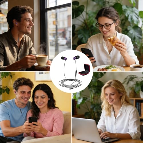 ACANDYA USB C Wired Earbuds Students Headphones with Mic for Online Classes | Student USB C Headphones Wired In-Ear Earbuds with Microphone, School Online Learning Zoom Classes Earphones for Laptop Phone