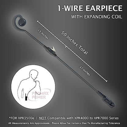 PROMAXPOWER [5-Pack] 1-Wire C-Shape Swivel Earpiece with PTT Mic for Motorola Two-Way Radios XPR3000, XPR3300e, XPR3500e, DP2600, DEP550, MTP3550, XiR-E8600, XiR-P6628 - size: 5-Pack