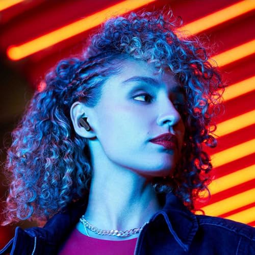 Urbanista Hybrid Active Noise Cancelling Wireless Earbuds, Deep Bass Splash Resistant Headphones, Bluetooth Multipoint Earphones, Transparency Mode, Wireless Charging Case, Atlanta, Midnight Black