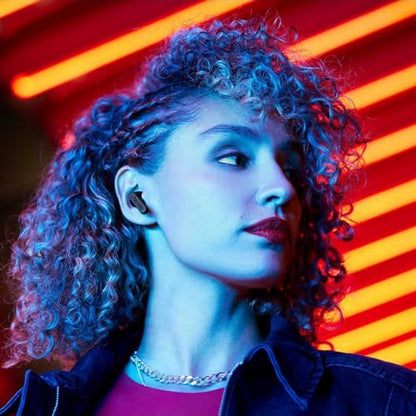 Urbanista Hybrid Active Noise Cancelling Wireless Earbuds, Deep Bass Splash Resistant Headphones, Bluetooth Multipoint Earphones, Transparency Mode, Wireless Charging Case, Atlanta, Midnight Black
