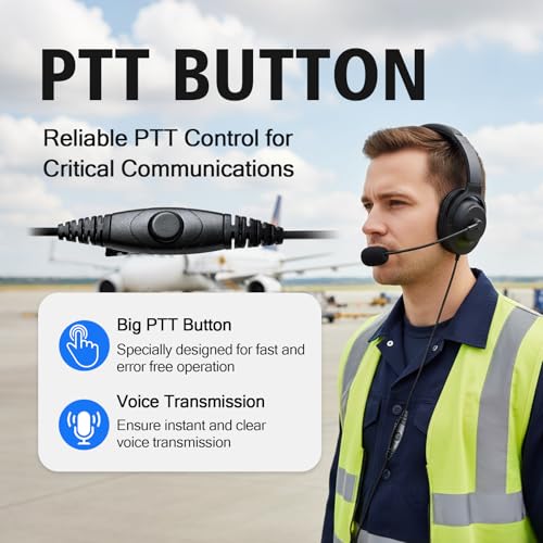 Single Sided Headphone Boom Mic Ptt Earpiece Over The Ear Two Way Radio Headset for Baofeng Retivis Kenwood Arcshell 2 Pin uv5r bf-888s h-777s rt21 rt22 ar-6 Walkie Talkies (Big Earmuff)
