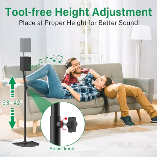 Speaker Stand Pair for Samsung Stands and Wall Mount - 33" to 42" Height Adjust Floor Stand for Samsung Surround Sound Rear Speakers with Keyhole & Thread Hole