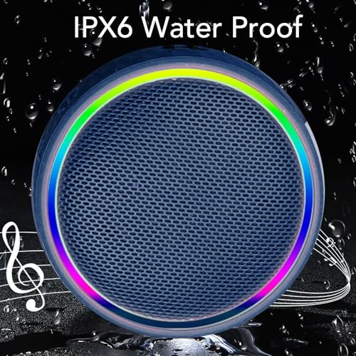 Diyeeni Bluetooth Shower Speaker, IPX6 Water Proof Portable Bluetooth 5.3 Speakers with Suction Cup, Mini Wireless Speaker with RGB Lights, Loud Stereo Sound for Bathroom (Blue) - color: Blue