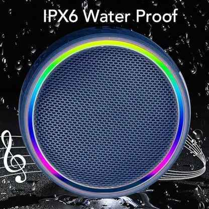 Fabater Bluetooth Speaker, IPX6 Water Proof Shower Speaker with RGB Lighting, Portable Speakers with Lanyard & Suction Cup, Wireless Loud Clear Sound for Pool, Beach & Kayaking (Blue) - color: Blue