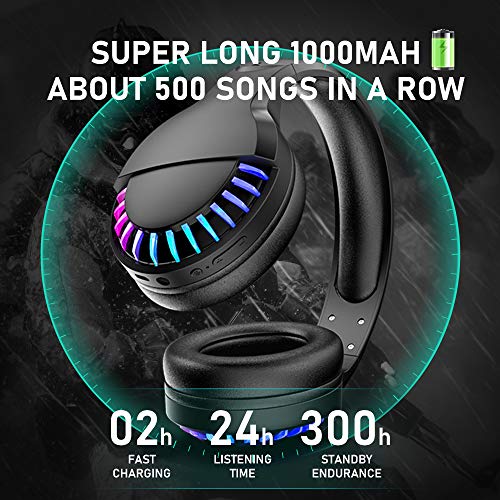 Wireless RGB Bluetooth Gaming Headphone with Noise Cancellation-Black - color: Black, size: Wired+BT