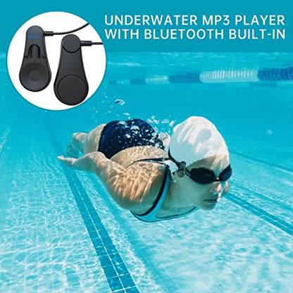 Swimming Headphones, Bone Conduction Design, IPX8 Waterproof, Underwater MP3 Player for Swimmers, Athletes, Water Sports, Diving, Drag and Drop MP3, AAC, M4a, FLAC Using PC or Mac Black