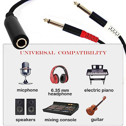1/4 Splitter Cable, 1/4 Inch TRS Female to Dual 1/4 Inch TS Male Audio Splitter Adapter, 6.35mm TRS 1 Female to 2 Male TS Stereo Breakout Cable - 1 FT - style: 6.35mm TRS Female to Dual 6.35mm TS