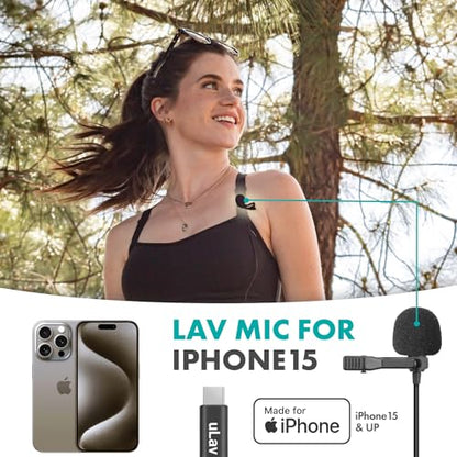 Movo uLav-L-Duo Digital Dual iPhone 15/16 Lavalier Omnidirectional Clip on Microphone with USB-C Connector Compatible with iPhone 15/16 and Up, iPad-Pro (20-Foot Cord) - style: Double Lav with 20-foot Cord