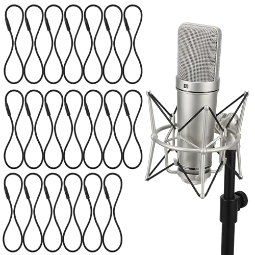 8 Pieces Shock Mount Mic Holder,Black Microphone Shock Mount Rubber Rings, Universal Elastic Bands Replacement for Microphone Holder Clamp (3mm Thickness, 4.6 & 3.4 Inch Diameters)