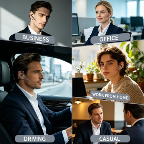 Hsility Bluetooth Headset with USB Type C 270 Degrees Rotatable Microphone for Truck Driver Bussiness and Travel