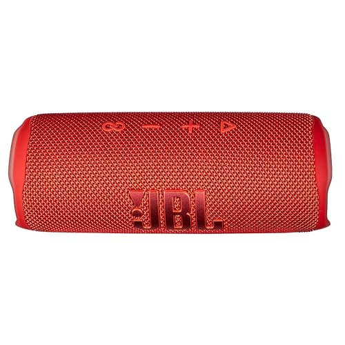 JBL Flip 6 Portable Wireless Speaker | Deep Bass Sound, IP67 Waterproof Rating | Bluetooth Audio for Outdoor, Travel, Beach, Hiking, and Home Use (Red) with Travel Case + Microfiber Cloth - color: Red