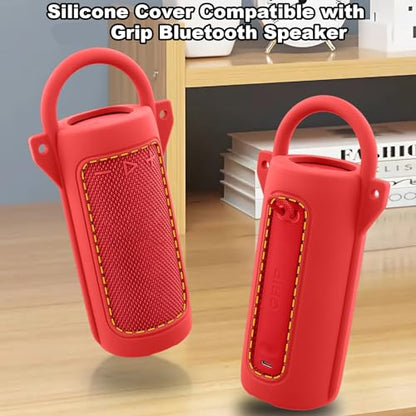 for JBL Grip Portable Waterproof Speaker Silicone Case, Red | Portable Travel Soft Cover with Adjustable Shoulder Strap and Carabiner, Protective Skin Case, Anti-Slip Feet - color: Red Case